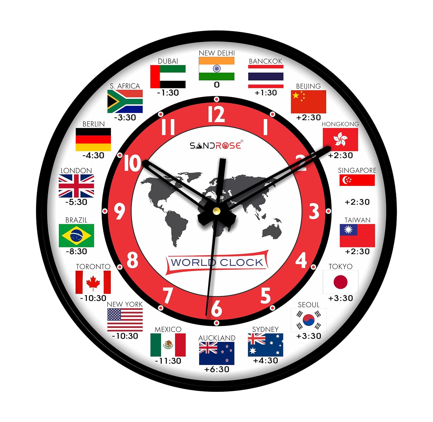 Sandrose Designer World Wall Clock