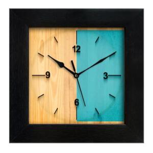 Brown Blue Analogue Square Clock