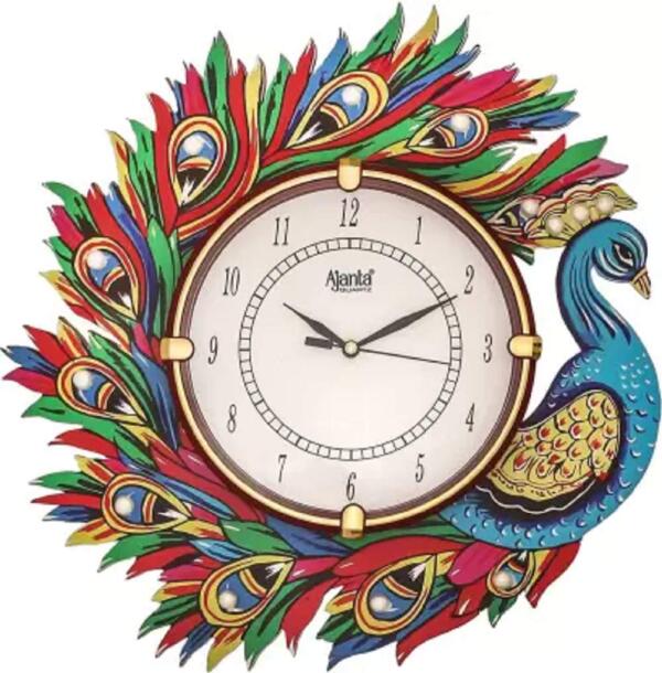 Ajanta Peacock design hand painted Wall Clock