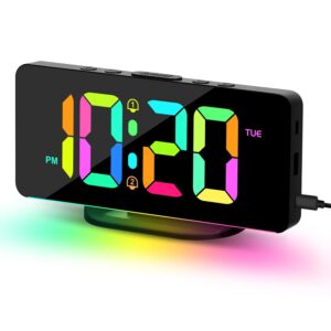 ALANAS Digital Clock with Colorful RGB Light