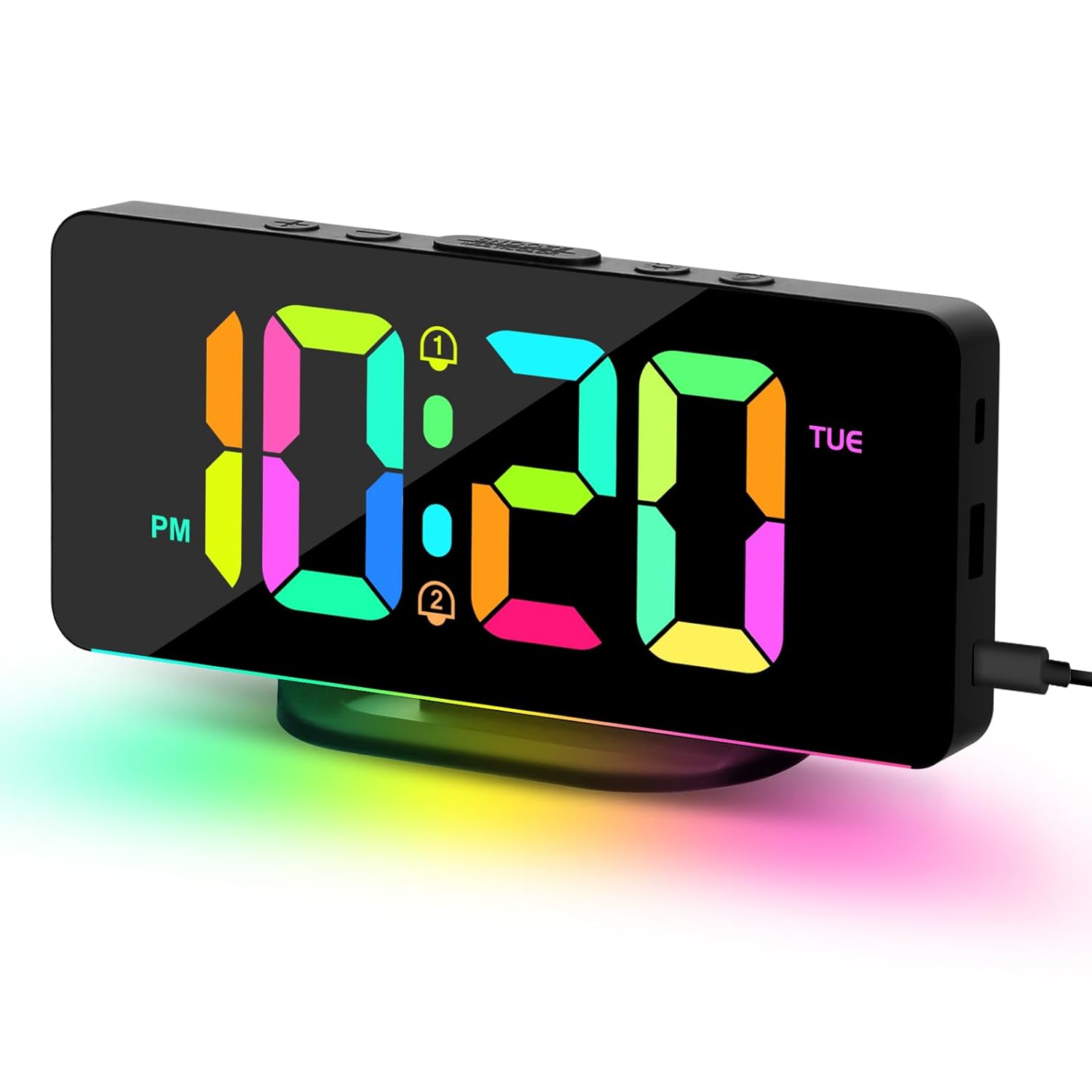Digital Clock with Colorful RGB Light