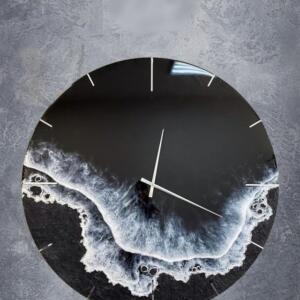 Flowing Elegance: Black River Resin Wall Clock