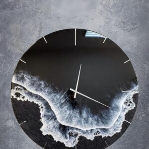 Flowing Elegance: Black River Resin Wall Clock