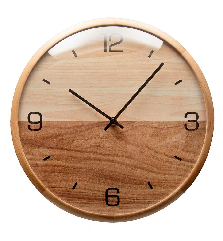 Glass Wooden Wall Clock 