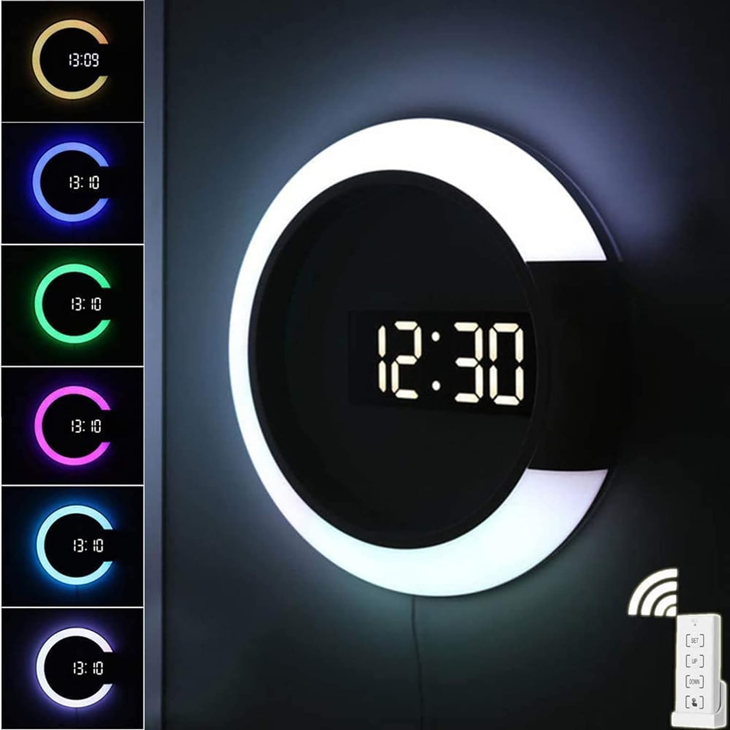 LED Night Light Wall Clock