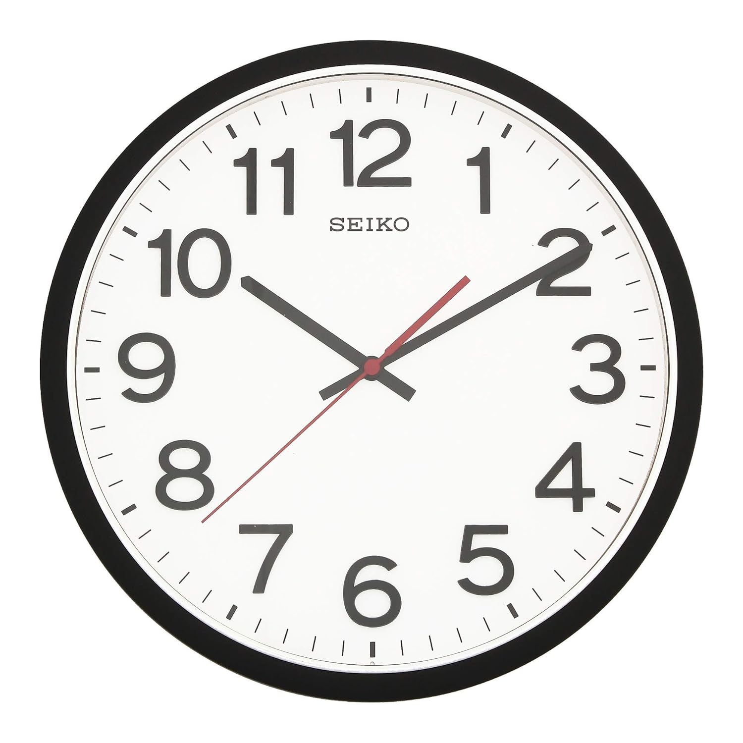 SEIKO White Dial Black Wall Clock